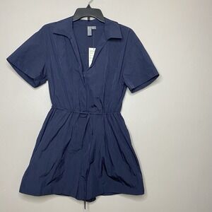 Sweaty Betty Naylon Romper Anytime Short Sleeve Romper Sz 6‎ Drawstring Waist